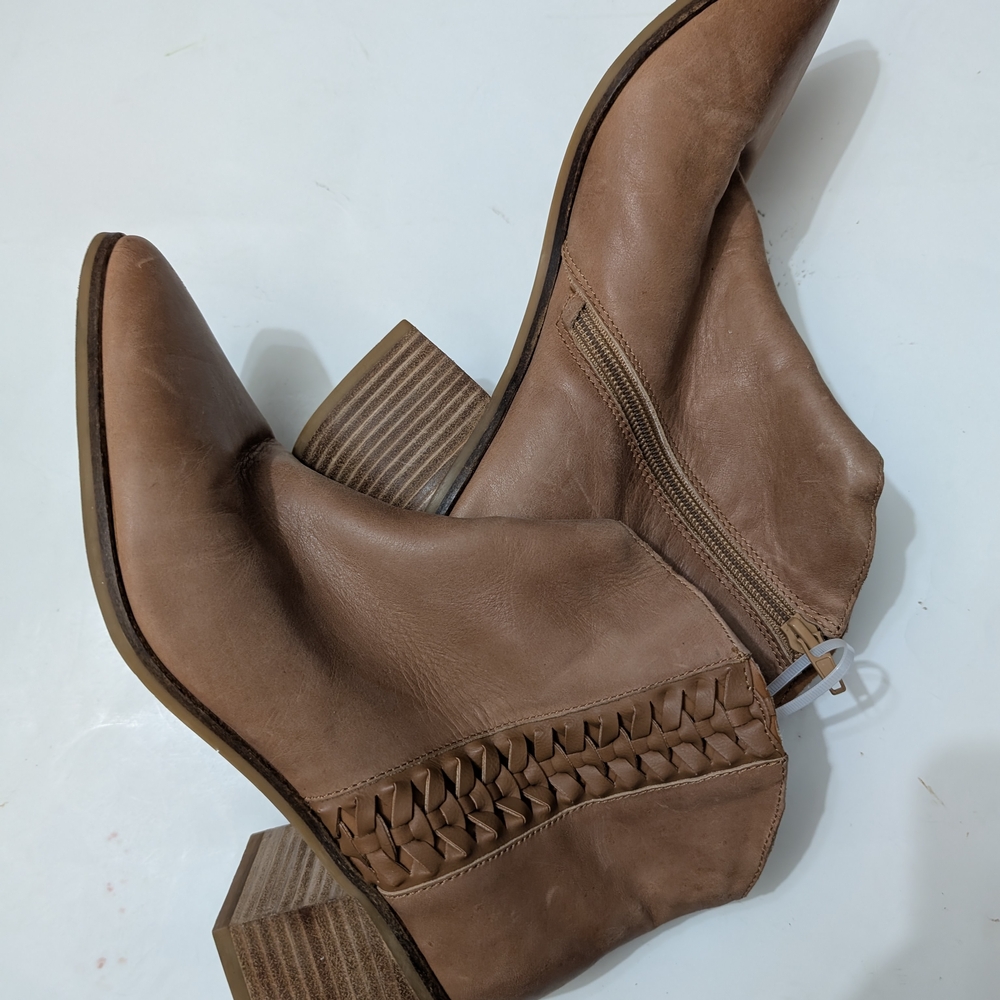 Lucky Brand Tan Ankle Booties with Braided Detail